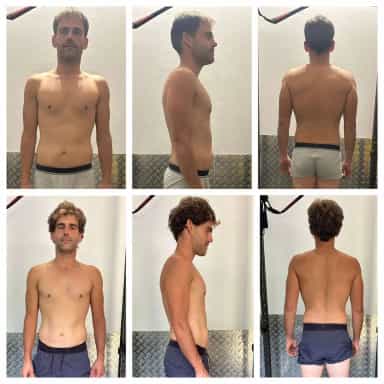 Transformación física antes y después de un cliente de Liga Fitness