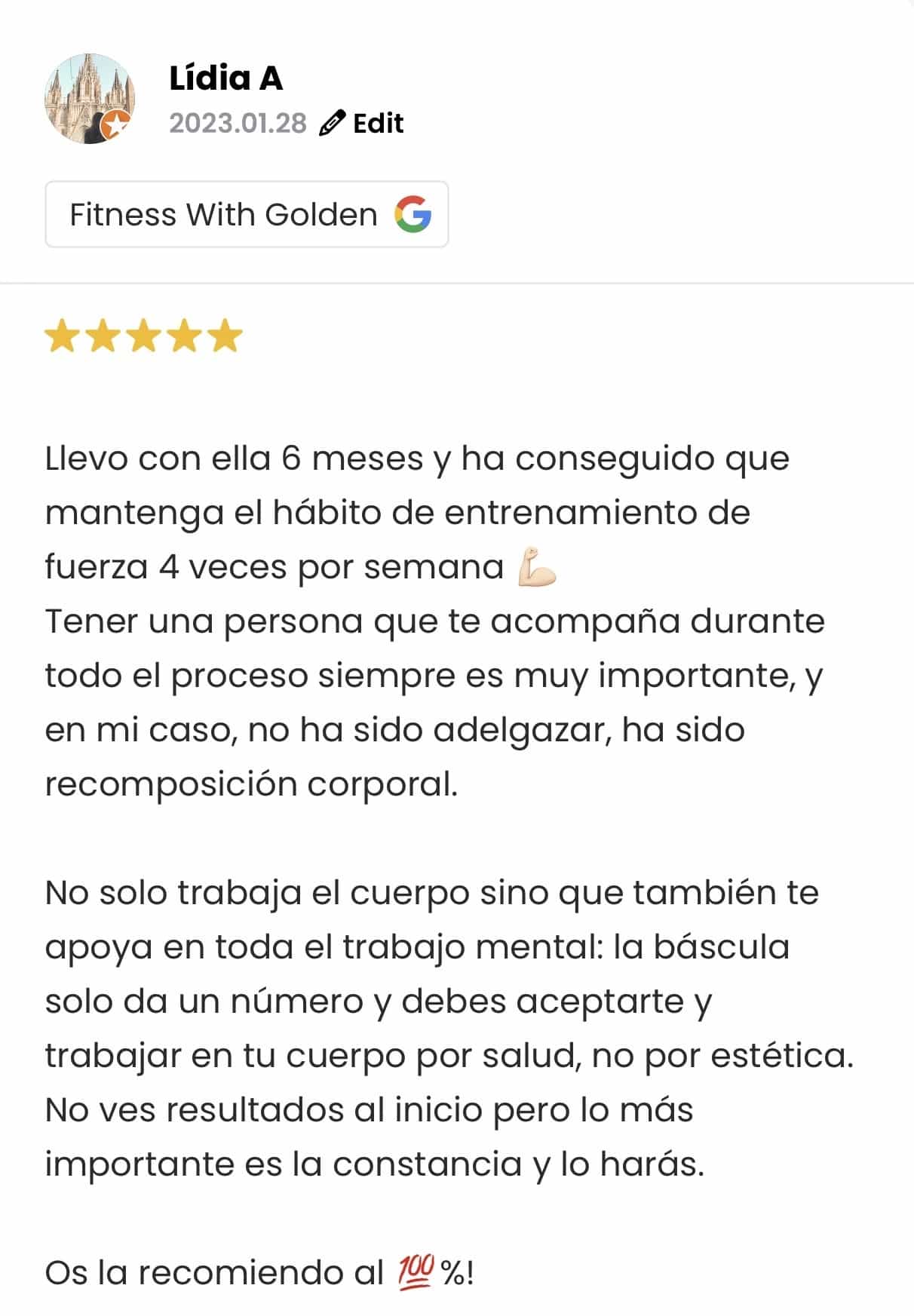 Captura de la reseña de Lídia A