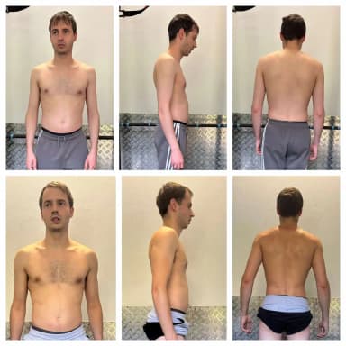 Transformación física antes y después de un cliente de Liga Fitness