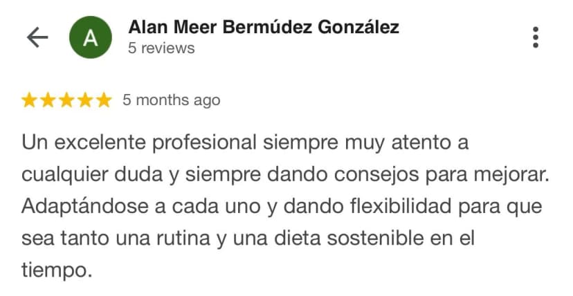 Reseña de un cliente de Liga Fitness verificada en Google