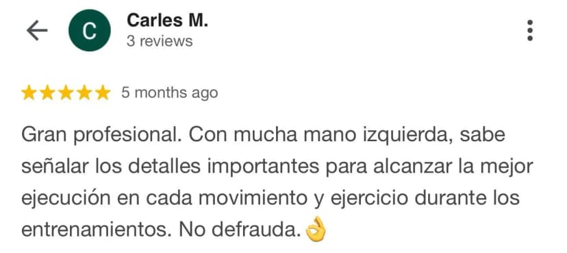 Reseña de un cliente de Liga Fitness verificada en Google