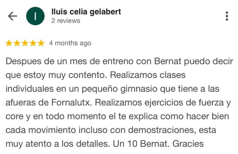 Reseña de un cliente de Liga Fitness verificada en Google