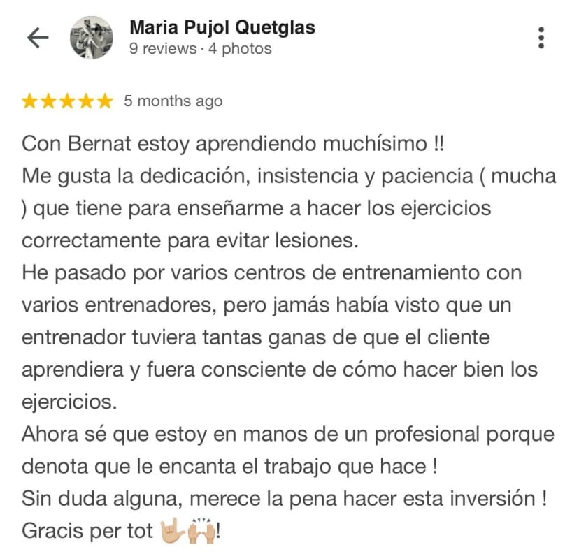 Reseña de un cliente de Liga Fitness verificada en Google