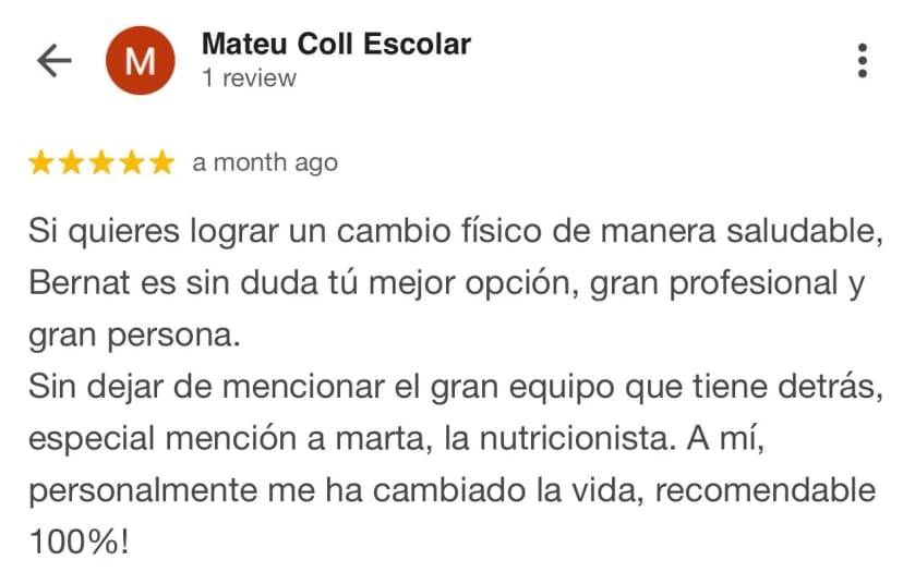 Reseña de un cliente de Liga Fitness verificada en Google