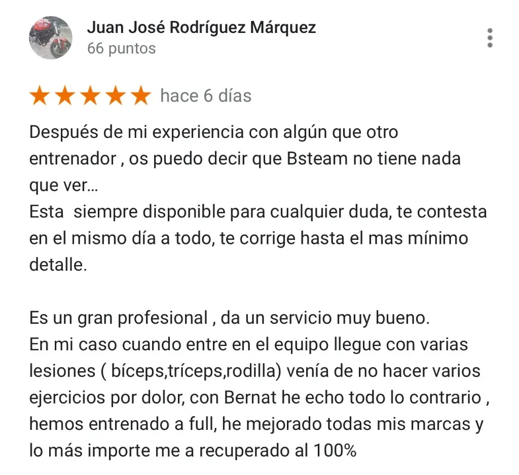 Captura de la reseña de Juan José Rodríguez Márquez en Google