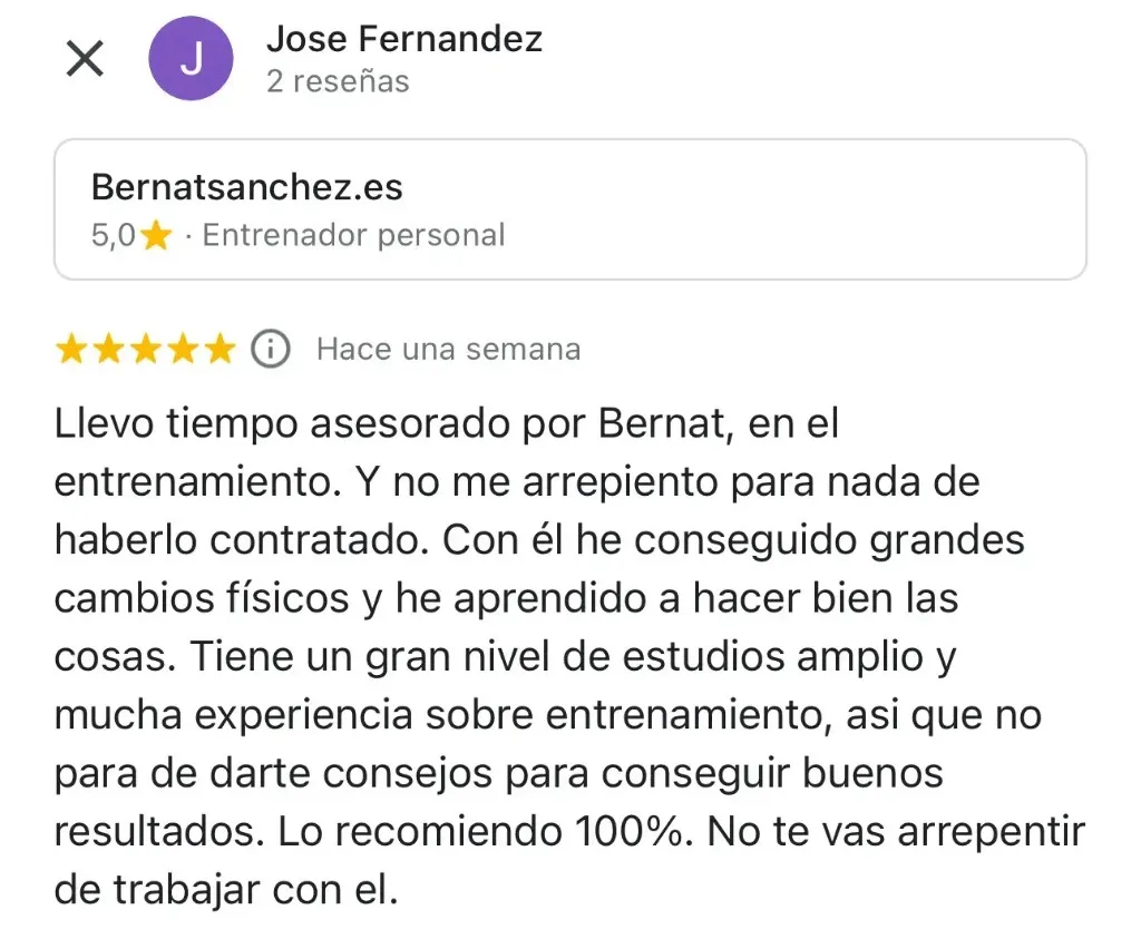 Captura de la reseña de Jose Fernandez en Google