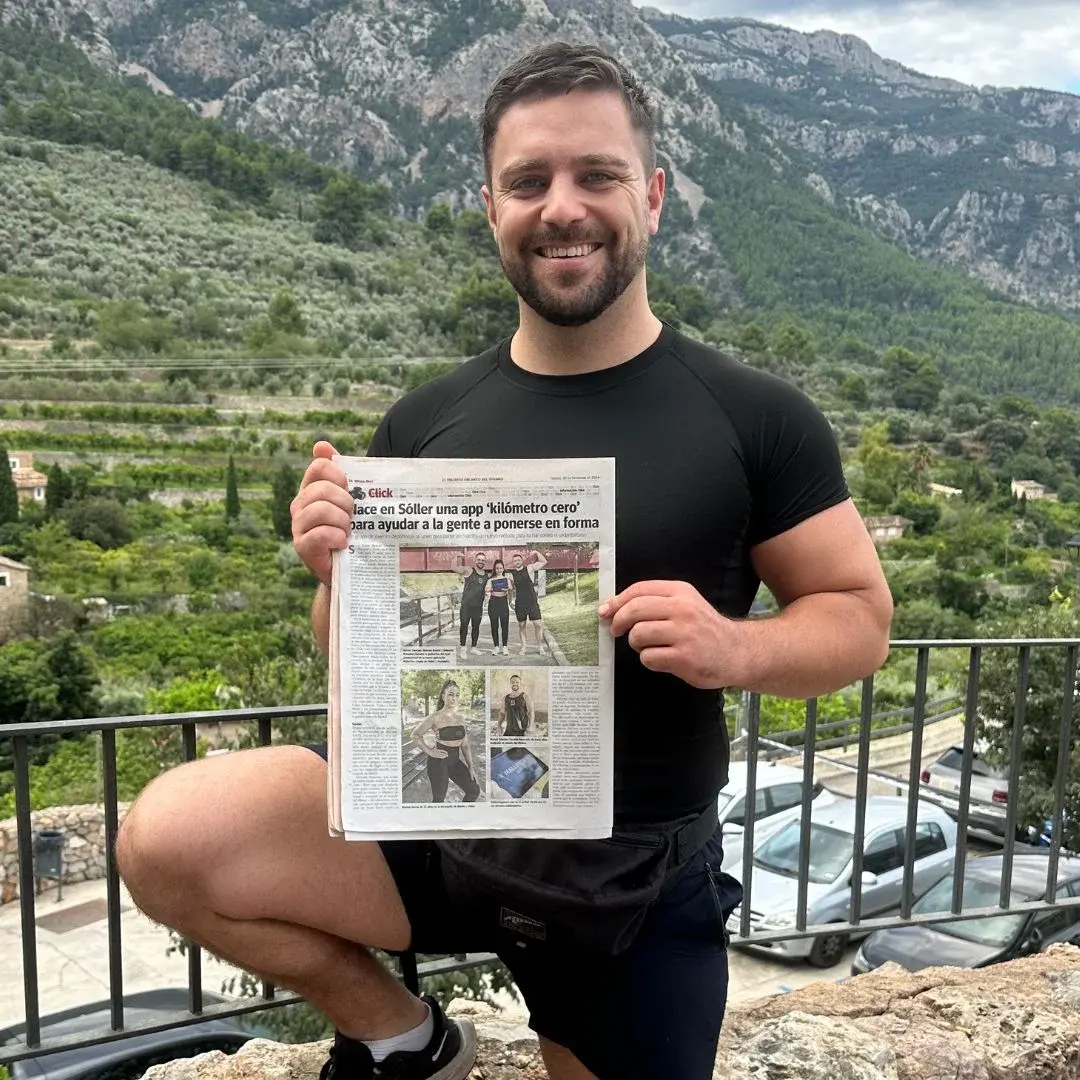 Recorte de periódico local sobre Liga Fitness y Bernat Sánchez tras los Mallorca Games