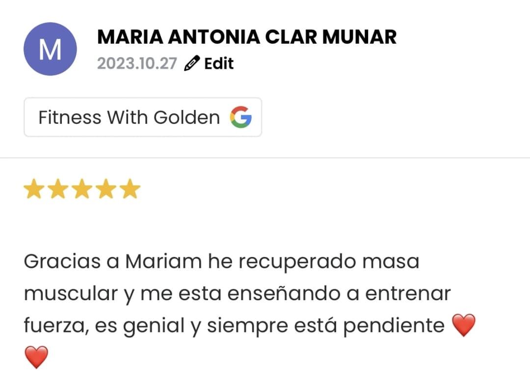 Captura de la reseña de MARIA ANTONIA CLAR MUNAR en Google