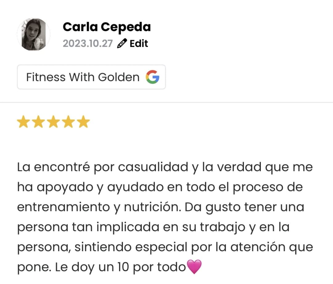 Captura de la reseña de Carla Cepeda en Google