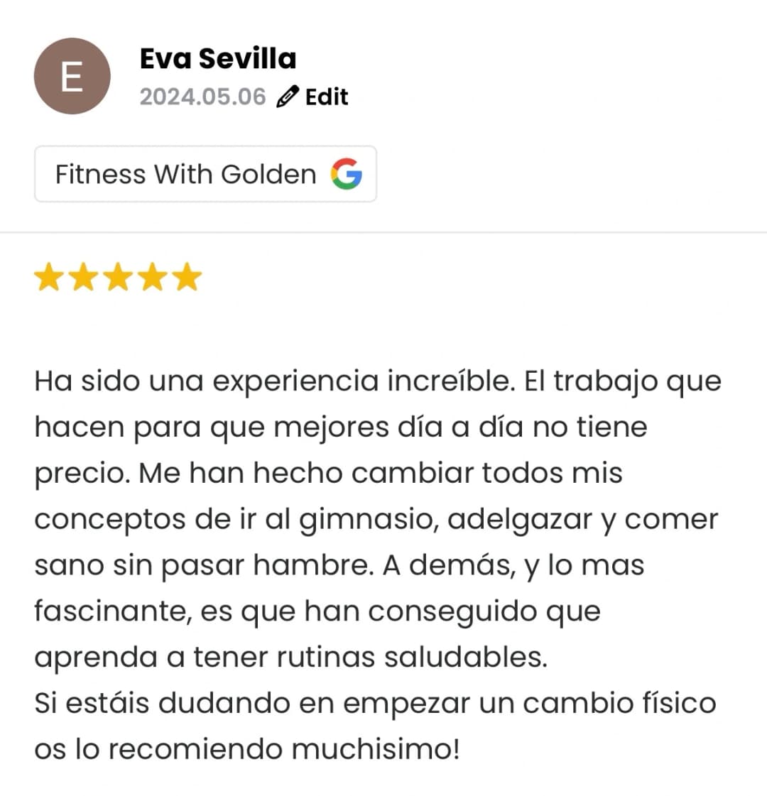 Captura de la reseña de Eva Sevilla en Google