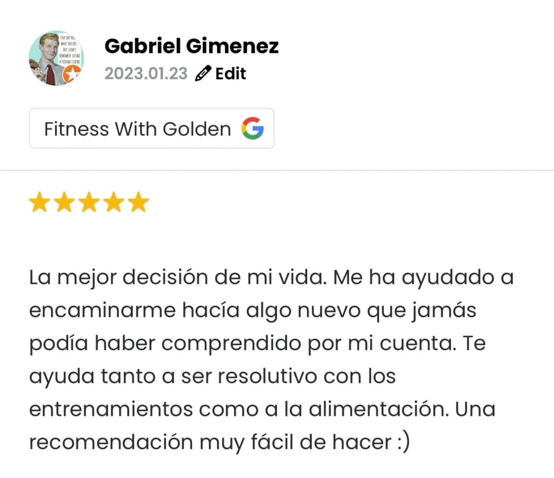 Captura de la reseña de Gabriel Gimenez en Google
