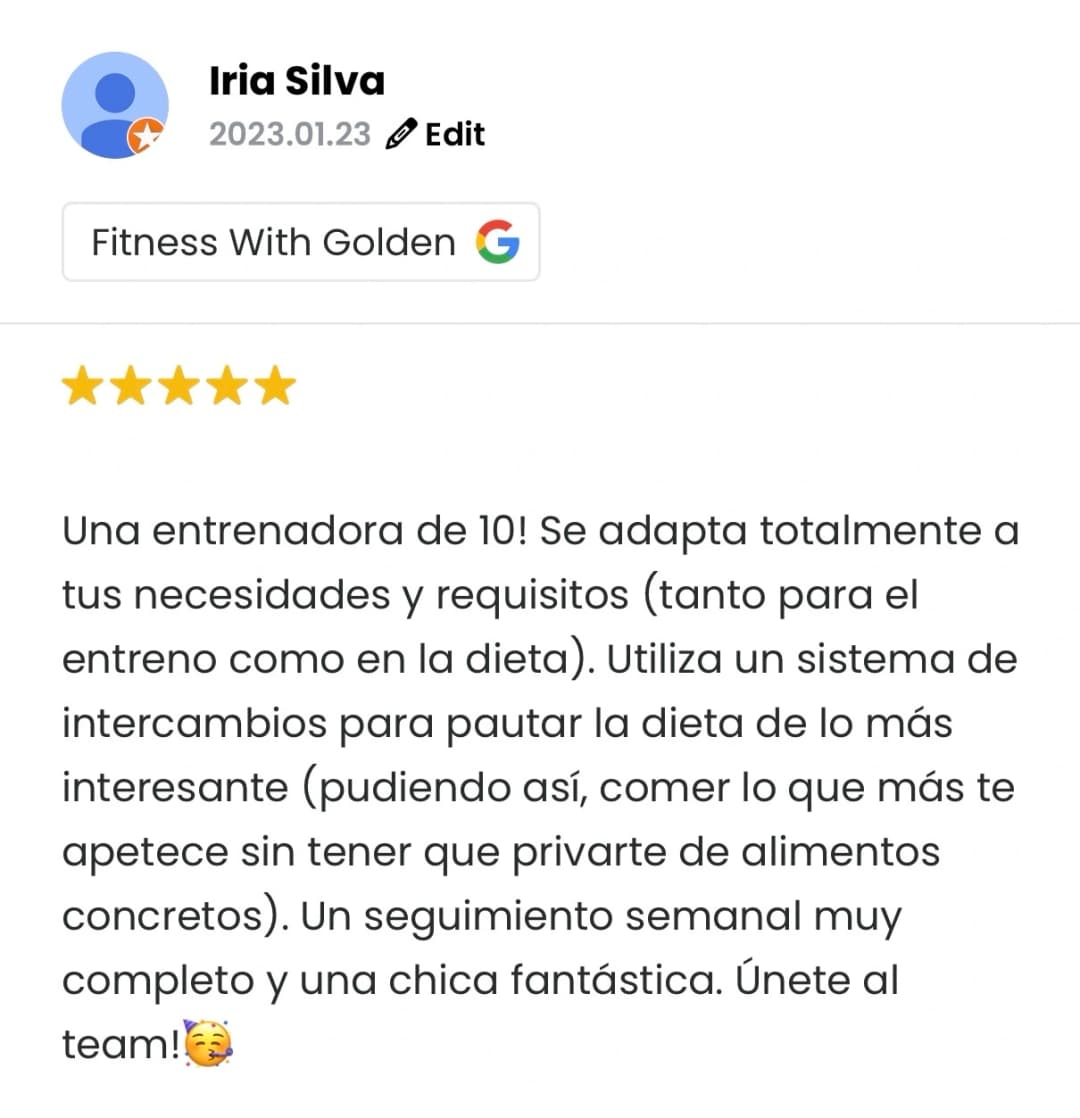 Captura de la reseña de Iria Silva en Google