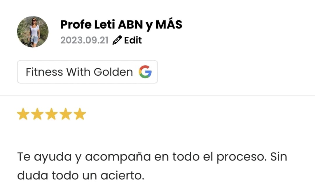 Captura de la reseña de Profe Leti ABN y MÁS en Google