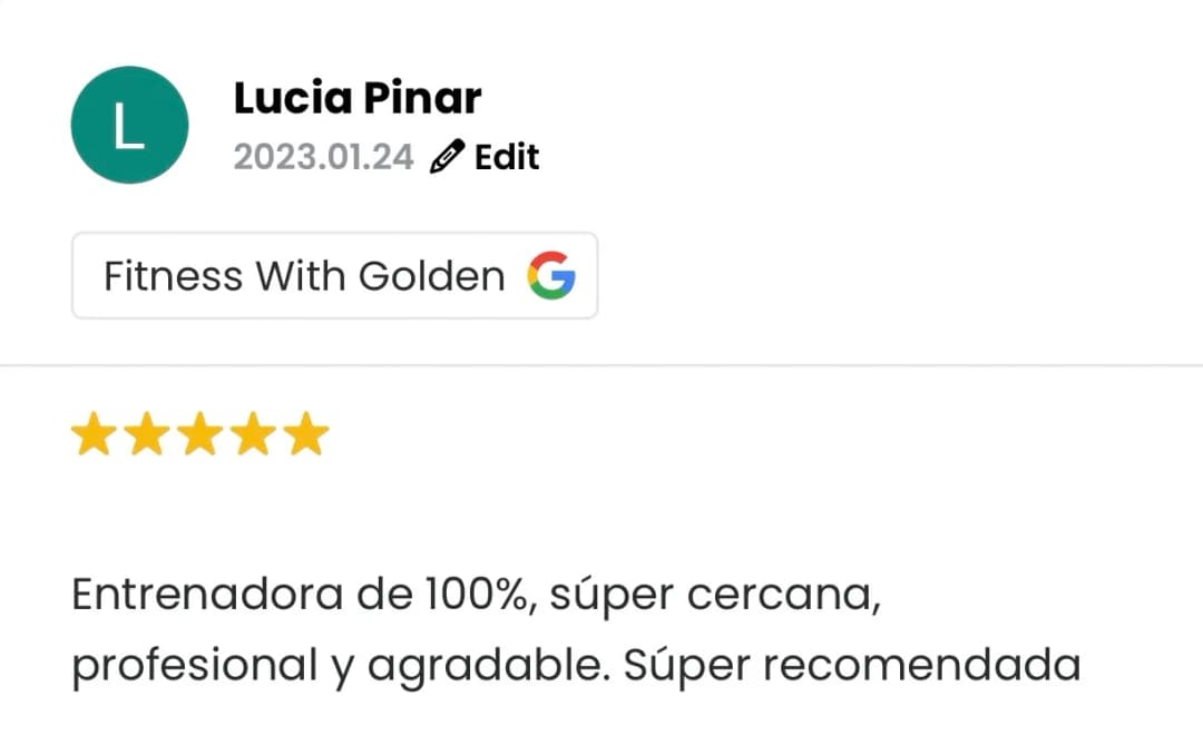 Captura de la reseña de Lucia Pinar en Google