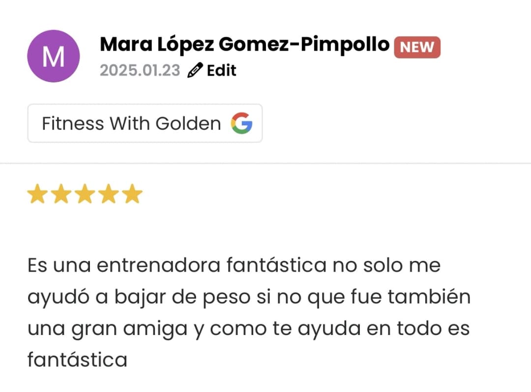 Captura de la reseña de Mara López Gomez-Pimpollo en Google