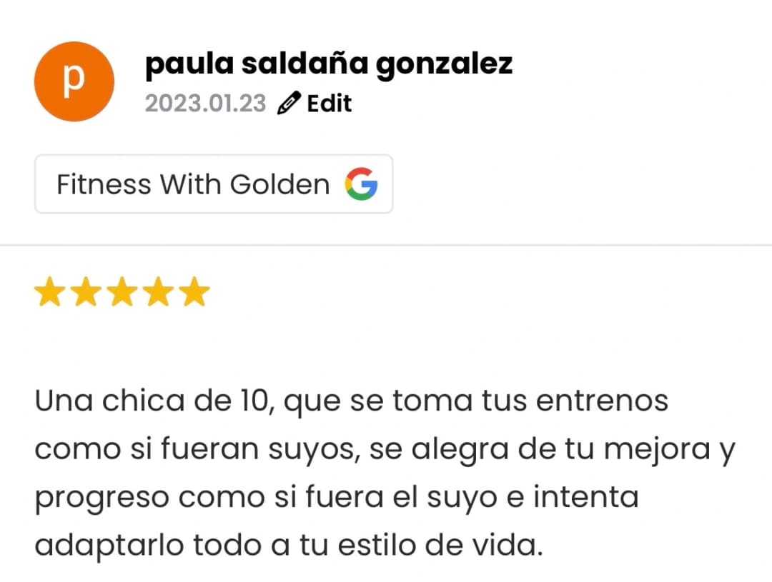 Captura de la reseña de paula saldaña gonzalez en Google