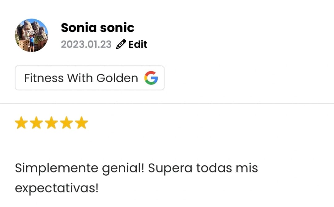 Captura de la reseña de Sonia sonic en Google