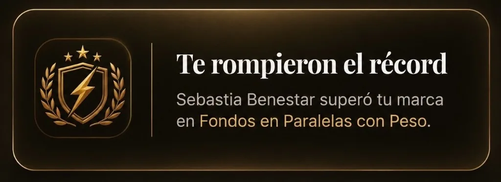 Notificación: Te rompieron el récord en Fondos en Paralelas con Peso