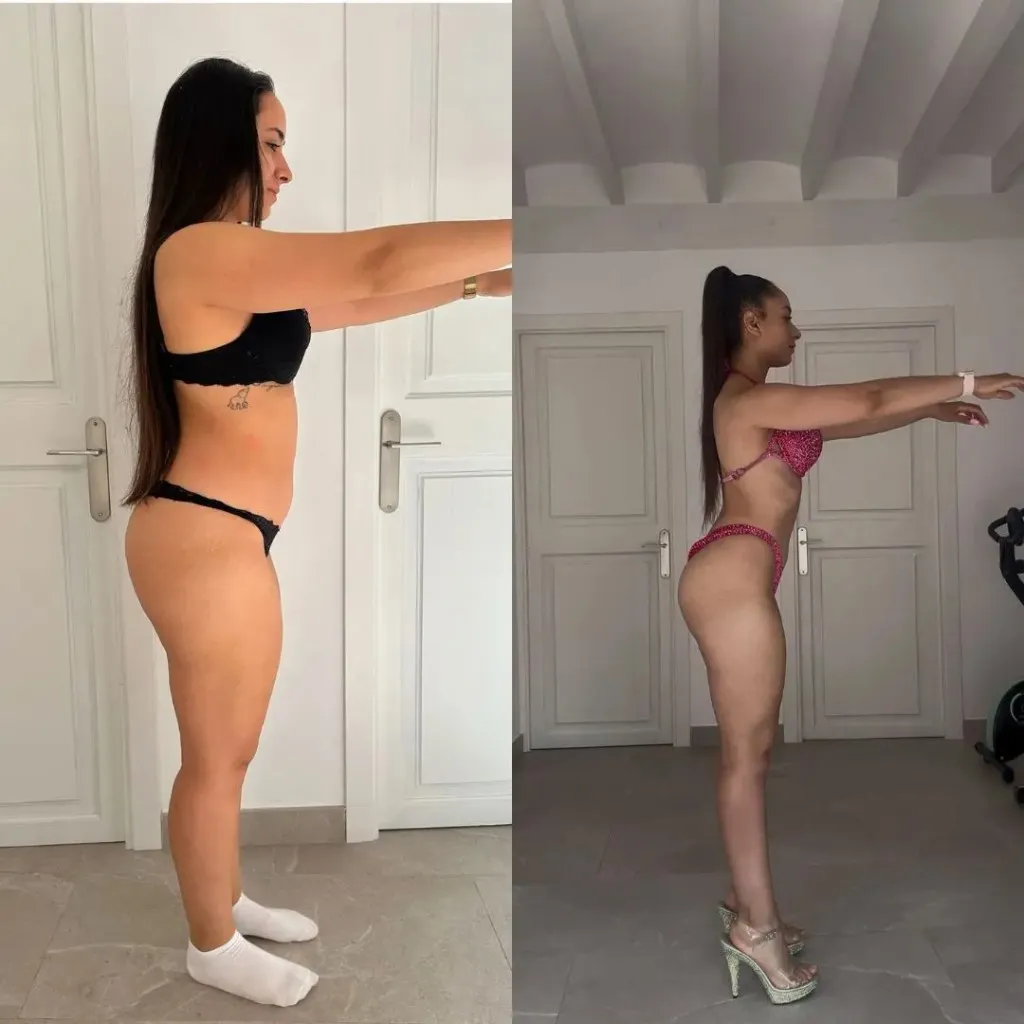 Transformación lateral de una clienta hacia físico de competición