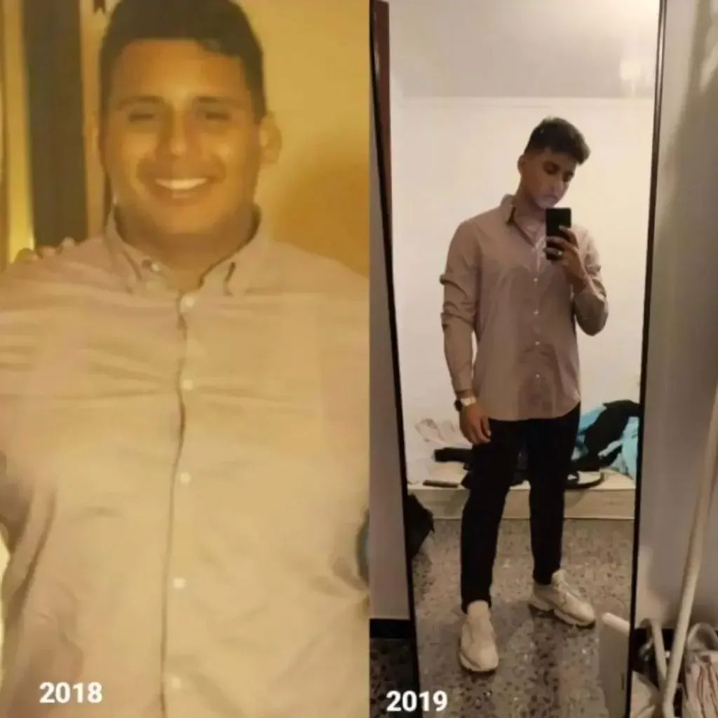 Transformación de pérdida de peso de un joven en un año