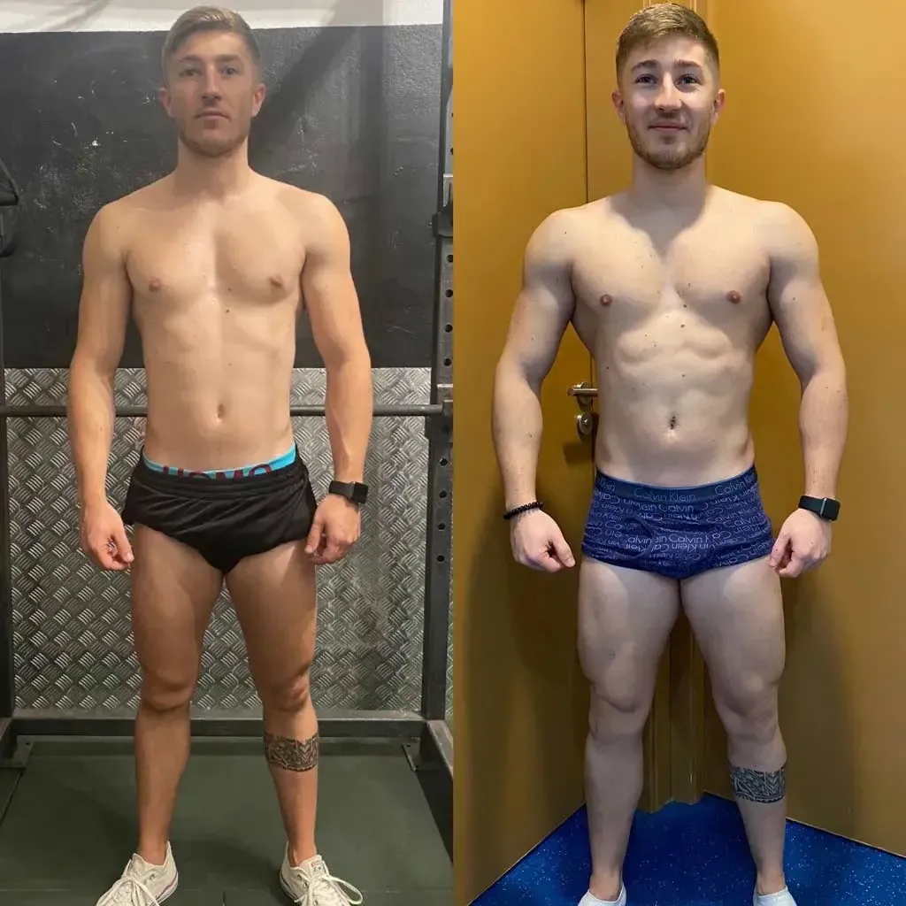 Transformación de un joven de delgado a más musculoso