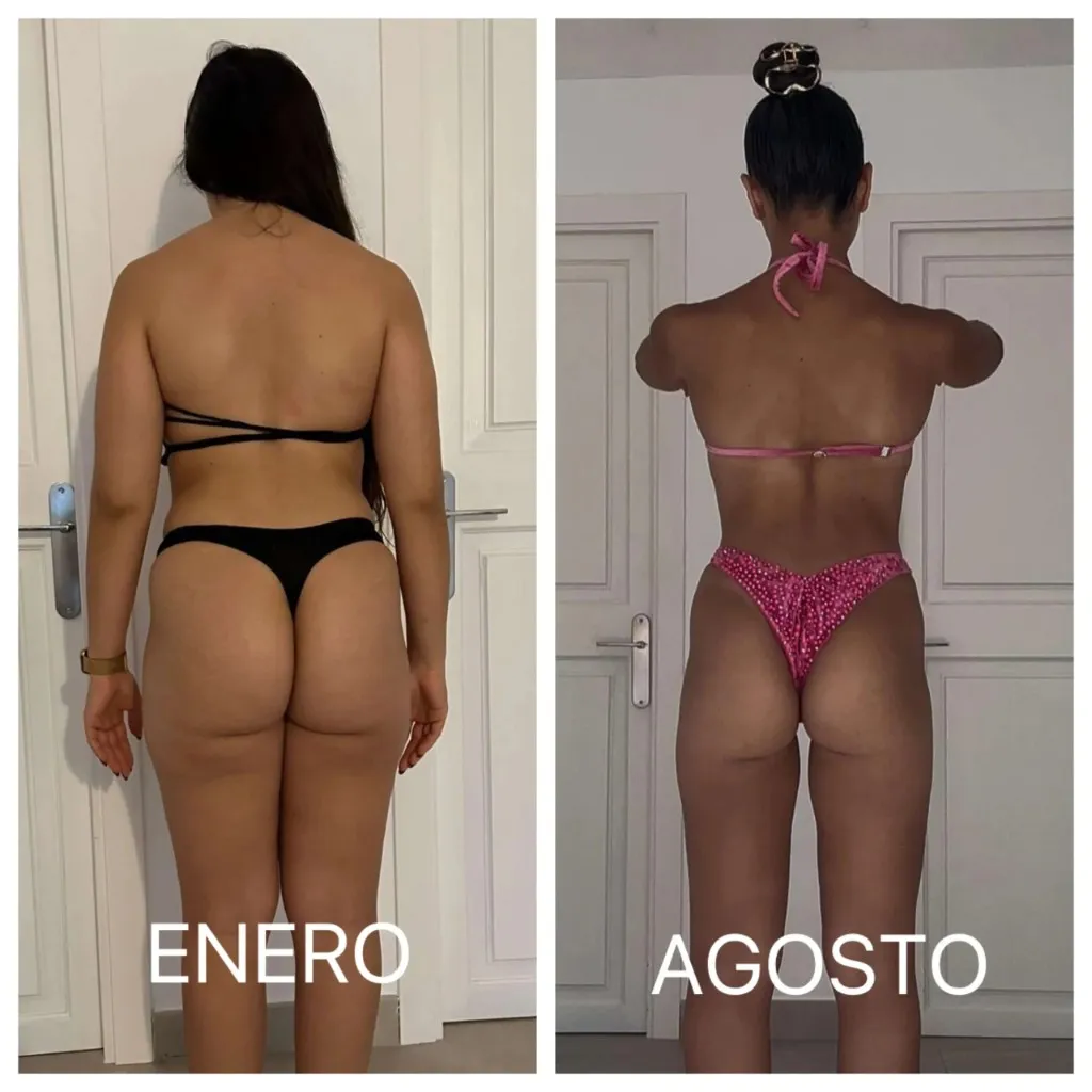 Transformación de espalda de enero a agosto